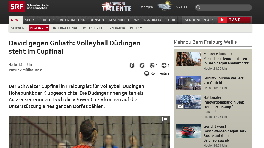 David gegen Goliath: Volleyball Düdingen steht im Cupfinal 